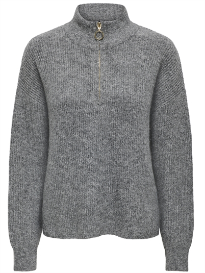 Only - ONLTokyo Solid Zip Pullover - Dark Grey Melange